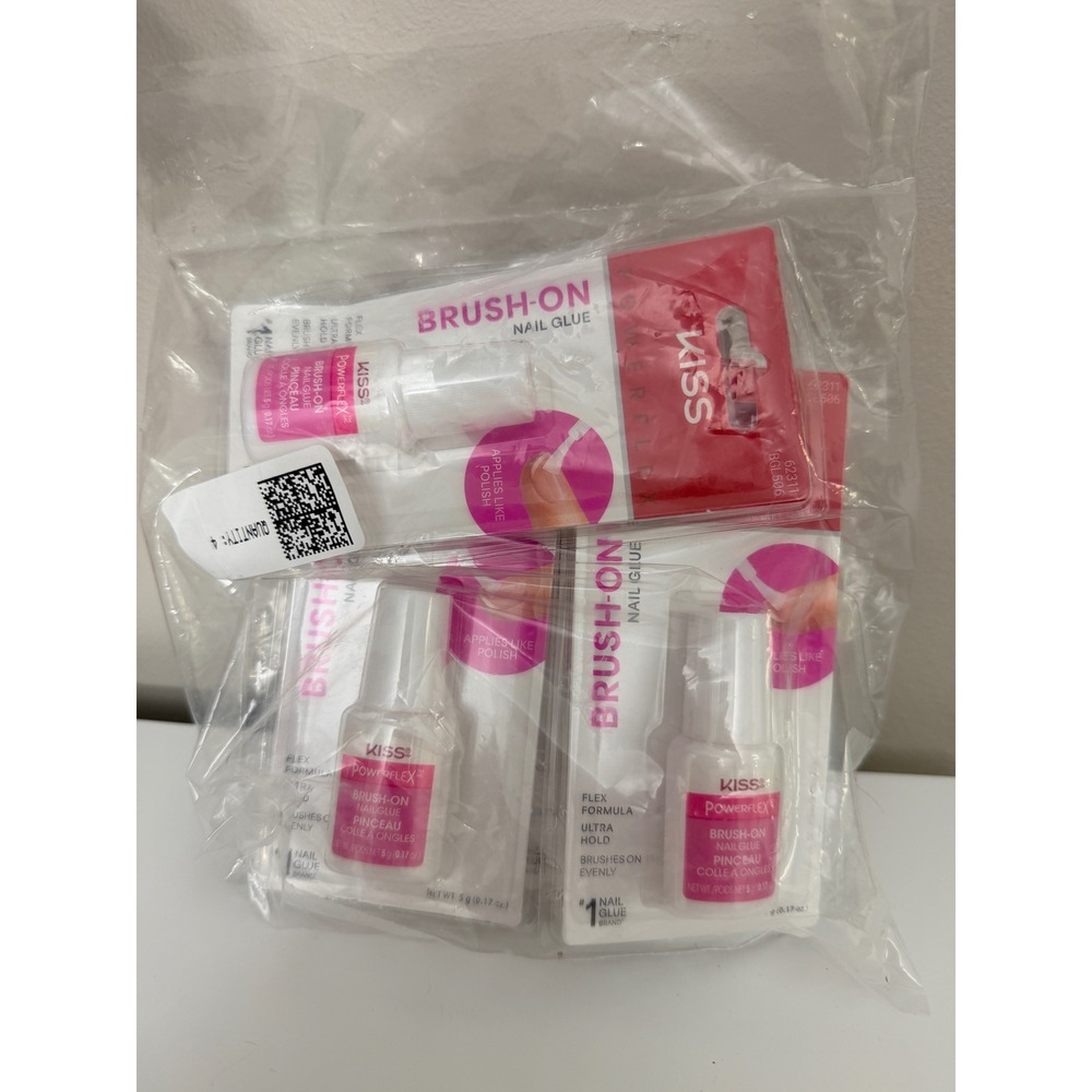 KISS Brush-On Nail Glue Lot of 4 units 5g PowerFlex Clear Ultra Hold NWT
